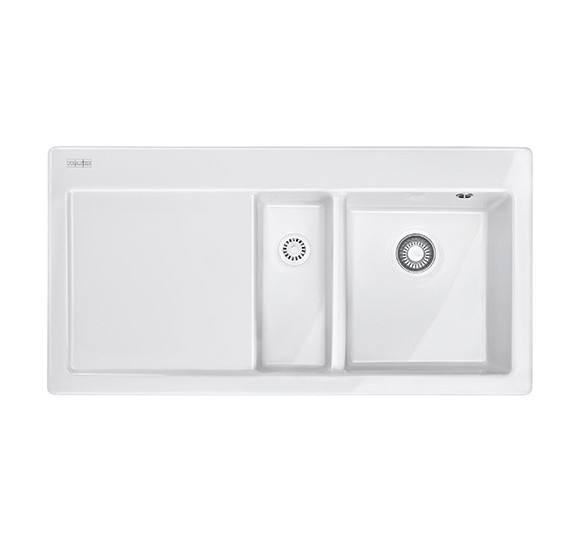 Franke baltos spalvos keramikinė plautuvė MTK 651-100 su nerūdijančio plieno mygtuku