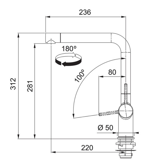 Franke Active L maišytuvas, pasirenkama spalva