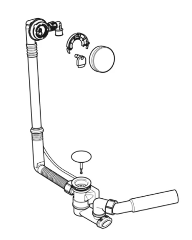 Geberit vonios sifonas su pasukamąja rankena ir vandens prileidimo funkcija