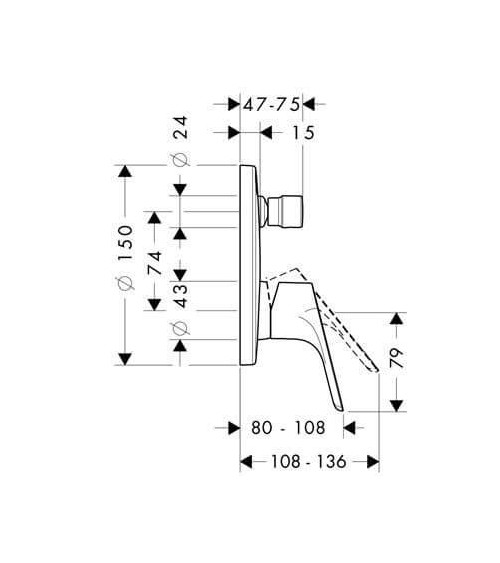 IŠPARDAVIMAS! Hansgrohe Focus E2 potinkinis maišytuvas, 2 krypčių, iš ekspozicijos