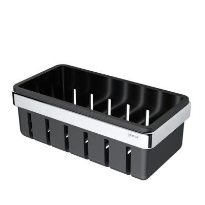 Geesa frame Black Basket serijos higienos priemonų laikiklis 21 cm, chromuotas laikiklis, juodas įdėkliukas