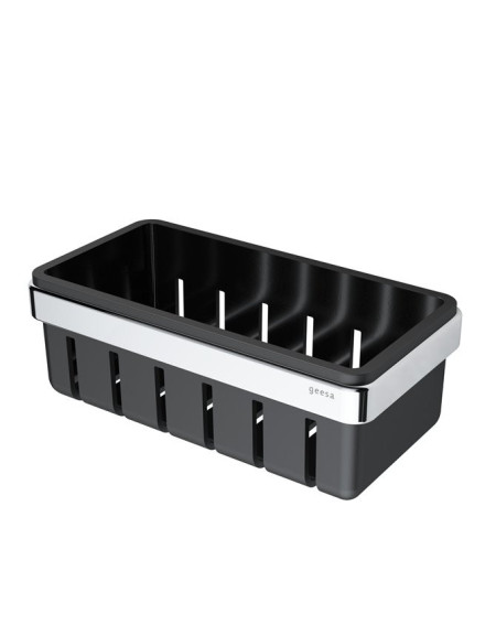 Geesa frame Black Basket serijos higienos priemonų laikiklis 21 cm, chromuotas laikiklis, juodas įdėkliukas