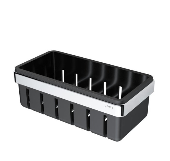Geesa frame Black Basket serijos higienos priemonų laikiklis 21 cm, chromuotas laikiklis, juodas įdėkliukas