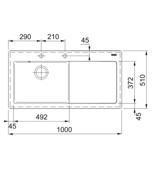 Franke keramikinė plautuvė MTK 611-100 su nerūdijančio plieno mygtuku
