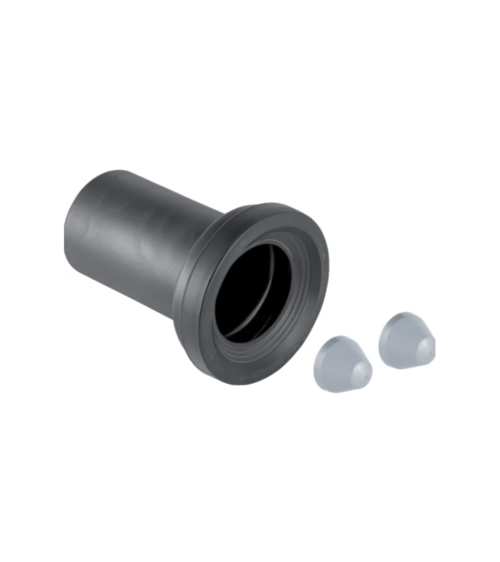 Geberit tiesioji jungtis su manžetu ir dengiamaisiais dangteliais, 90 mm, matinis, chromuotas