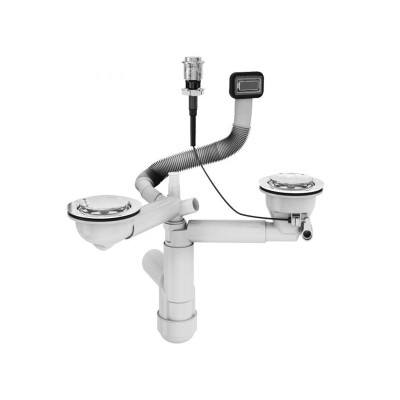 ALVEUS 114-PP dvigubas sifonas su push "Pop-up" dugno vožtuvu