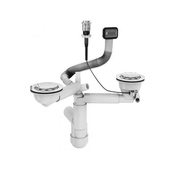 ALVEUS 114-PP dvigubas sifonas su push "Pop-up" dugno vožtuvu