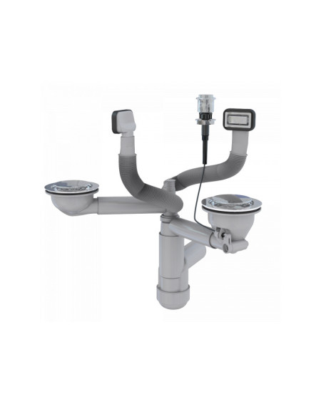 ALVEUS 114-PP-2X dvigubas sifonas ir Push Pop-Up dugno vožtuvas, 2 dubenų plautuvei