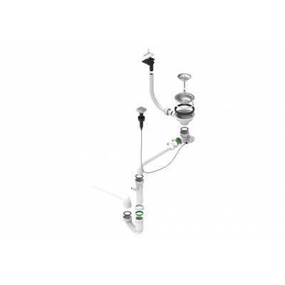 ALVEUS 114-HPV-POPUP vietą taupantis sifonas su Pop-up dugno vožtuvu