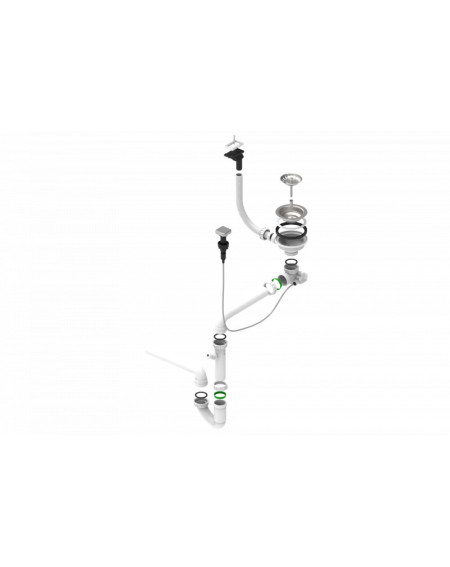 ALVEUS 114-HPV-POPUP vietą taupantis sifonas su Pop-up dugno vožtuvu