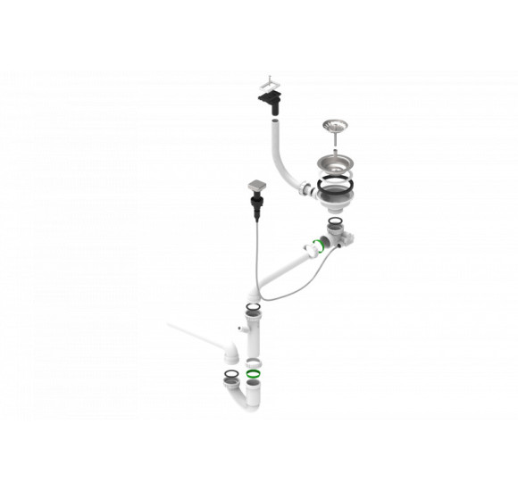 ALVEUS 114-HPV-POPUP vietą taupantis sifonas su Pop-up dugno vožtuvu