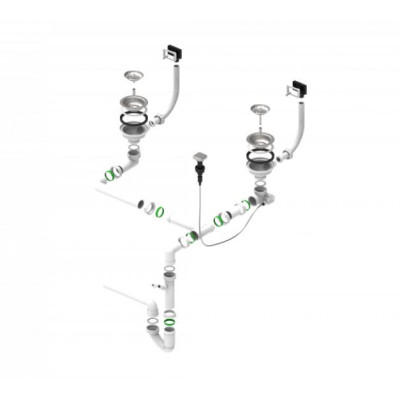 ALVEUS vietą taupantis sifonas su Pop-up dugno vožtuvu, 114-PP-114-POPUP