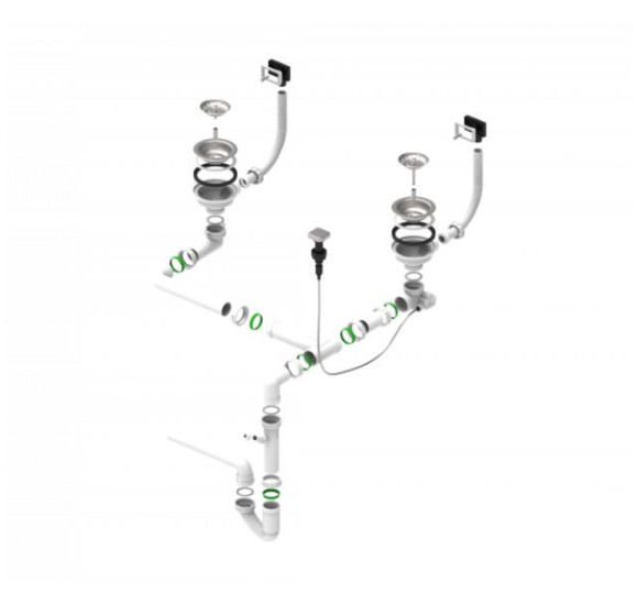 ALVEUS vietą taupantis sifonas su Pop-up dugno vožtuvu, 114-PP-114-POPUP