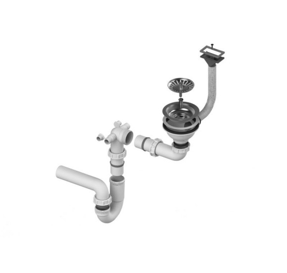 ALVEUS vietą taupantis sifonas su užkemšamu ventiliu, 114-HPV