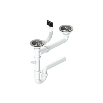 ALVEUS sifonas dvigubai plautuvei su užkemšamu ventiliu, 2xSL 114-PP-114