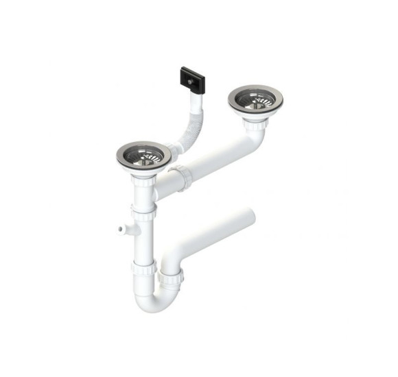 ALVEUS sifonas dvigubai plautuvei su užkemšamu ventiliu, 2xSL 114-PP-114