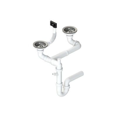 ALVEUS sifonas dvigubai plautuvei su užkemšamu ventiliu, 2xSP 114-PP-114