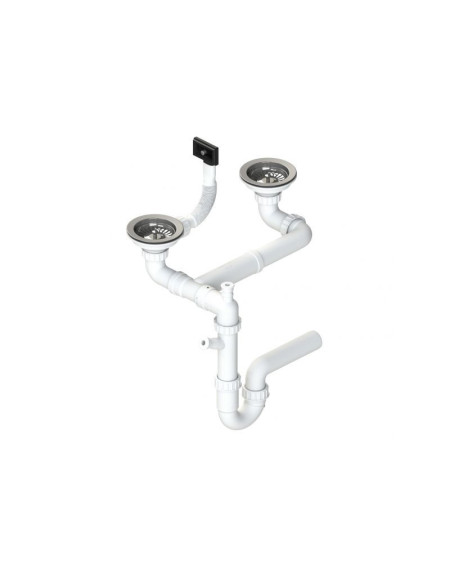 ALVEUS sifonas dvigubai plautuvei su užkemšamu ventiliu, 2xSP 114-PP-114