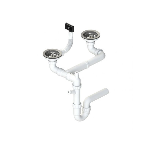 ALVEUS sifonas dvigubai plautuvei su užkemšamu ventiliu, 2xSP 114-PP-114