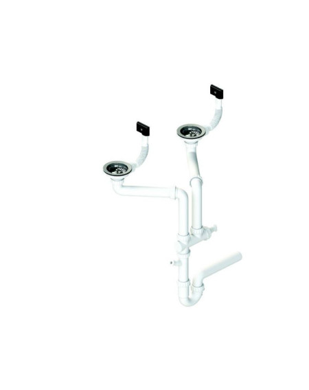 ALVEUS dvigubos plautuvės sifonas su užkemšamu ventiliu, 2xSL 114-PP-114