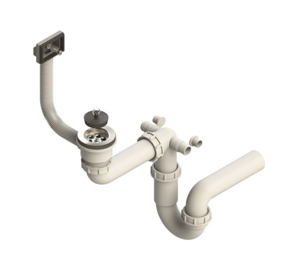 ALVEUS vietą taupantis sifonas plautuvei su užkemšamu ventiliu, 1XSP 70-SP