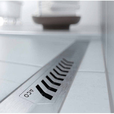 ACO ShowerDrain S+ Stripes nerūdijančiojo plieno latako korpusas su grotelėmis, be trapo