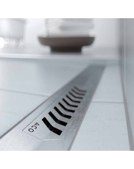 ACO ShowerDrain S+ Stripes nerūdijančiojo plieno latako korpusas su grotelėmis, be trapo