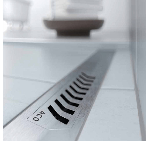 ACO ShowerDrain S+ Stripes nerūdijančiojo plieno latako korpusas su grotelėmis, be trapo