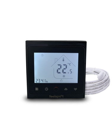 Feelspot WTH51.36 NEW elektroninis programuojamas termostatas (termoreguliatorius), juodos spalvos