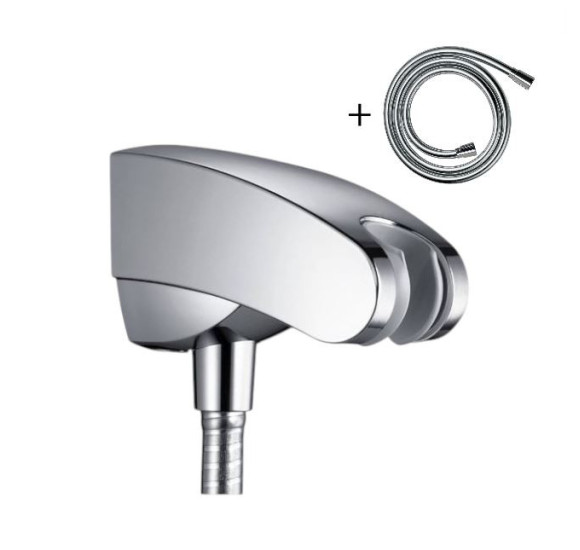 IŠPARDAVIMAS. Hansgrohe sieninė jungtis su 125cm žarna ir laikikliu dušo galvutei, chromo sp.