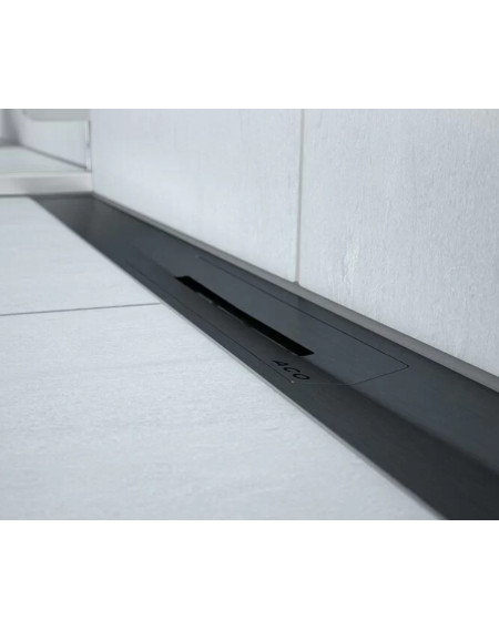 Showerdrain S+ dušo latako korpusas (pasirenkamas ilgis) su Plate juodomis grotelėmis