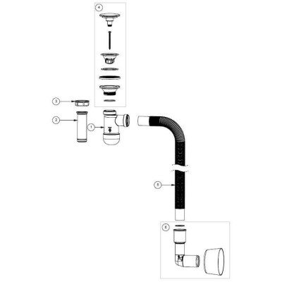 Sifonas Kamė spintelėms po praustuvu