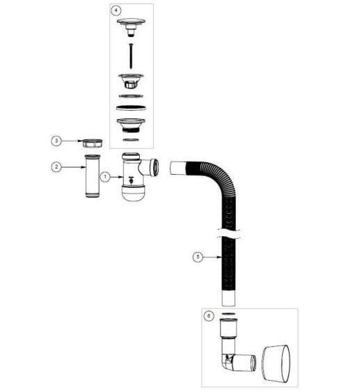 Sifonas Kamė spintelėms po praustuvu