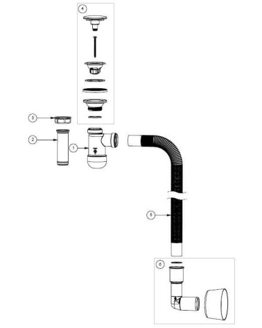 Sifonas Kamė spintelėms po praustuvu