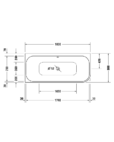 Akrilinė vonia su juoda apdaila Duravit Happy D.2 180x80cm