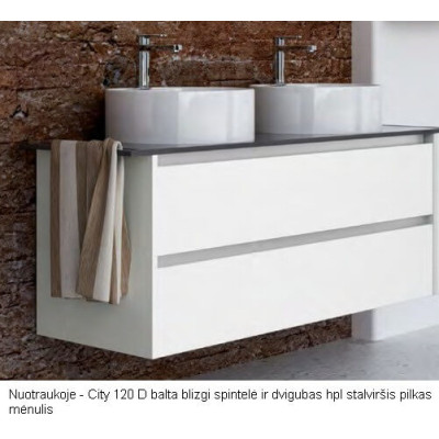 Kame plonas dvipusis HPL stalviršis su anga rankšluosčiui, pilkas mėnulis (pasirenkami dydžiai)