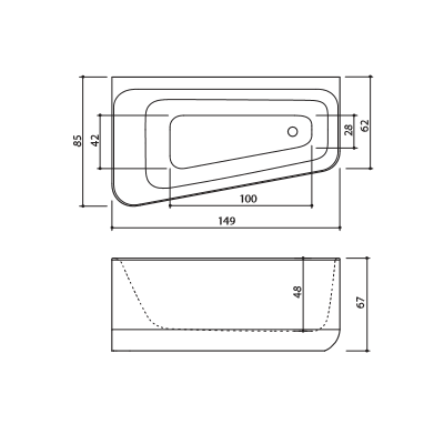 Akmens masės vonia Balteco GAMMA 149x85cm