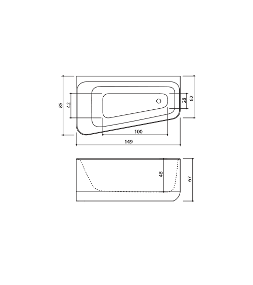 Akmens masės vonia Balteco GAMMA 149x85cm