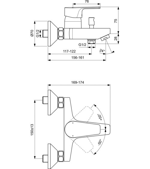 CERAFINE D vonios/dušo vandens maišytuvas