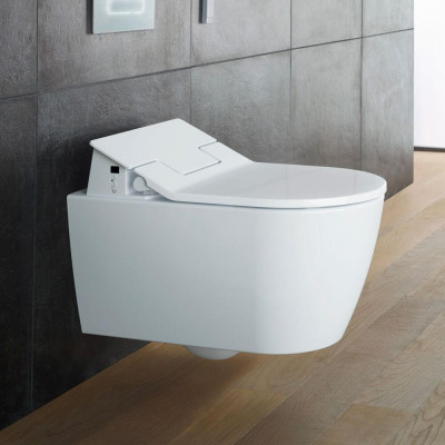 Duravit pakabinamas WC ME by Starck Rimless SensoWash unitazas, su dangčiu 370x570, baltos blizgios spalvos