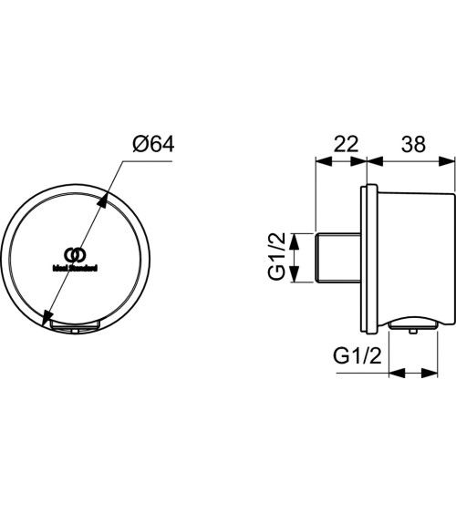 Ideal Standard Idealrain sieninė jungtis dušo žarnai (BC808), pasirenkamos spalvos