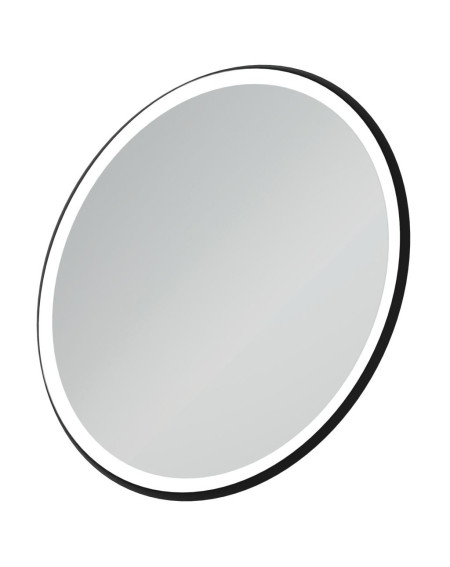 Ideal Standard apvalus veidrodis su apšvietimu 90cm, metalinis juodas rėmelis