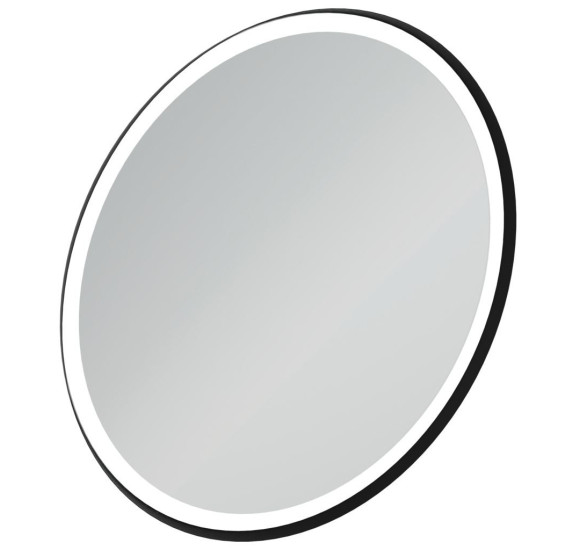 Ideal Standard apvalus veidrodis su apšvietimu 90cm, metalinis juodas rėmelis