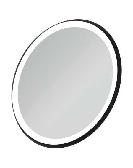 Ideal Standard apvalus veidrodis su apšvietimu 65cm, metalinis juodas rėmelis