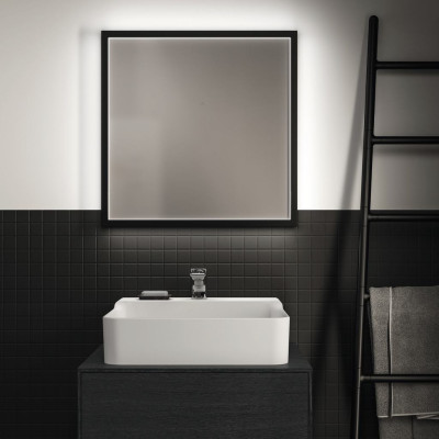 Ideal Standard kvadratinis veidrodis su apšvietimu 60x60cm,juodas rėmelis