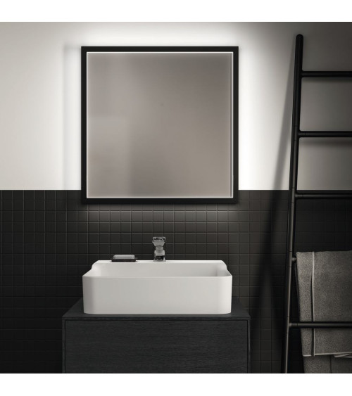Ideal Standard kvadratinis veidrodis su apšvietimu 60x60cm,juodas rėmelis