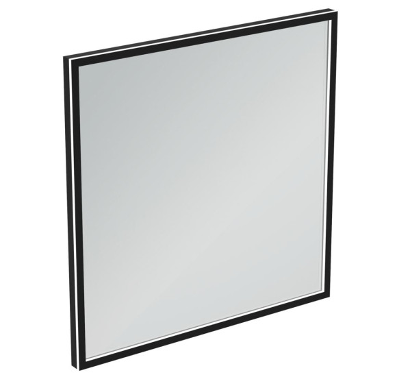 Ideal Standard kvadratinis veidrodis su apšvietimu 80x80cm,juodas rėmelis