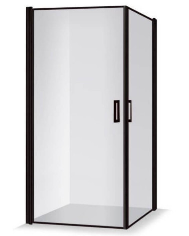 Brasta Glass Viktorija dušo kabina, 90x90x200 cm, Nero Frame, juodas profilis, skaidrus stiklas