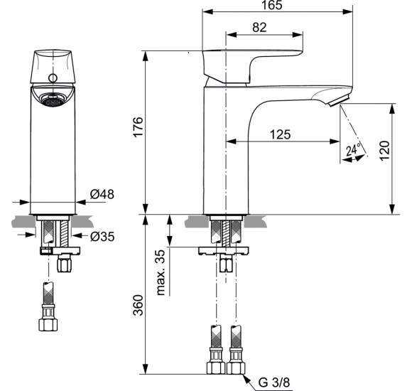 Ideal Standard Connect Air Grande praustuvo maišytuvas (A7055), PVD spalvos