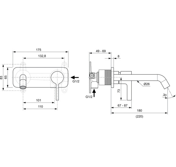 Ideal Standard Joy potinkinis maišytuvas praustuvui 180mm (A7380) PVD spalvos